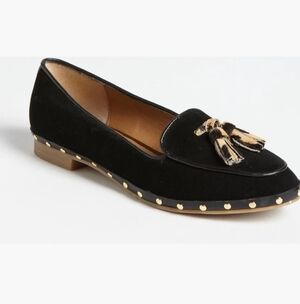 Dolce Vita Molly 10 Black Leopard Loafer Flats Studded Leather Cheetah Business